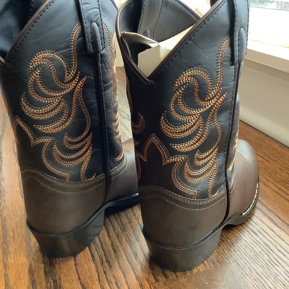 Kids NWT Smokey Mountain Boots Brown Faux Leather Style Cowboy 1575C Size 2 - Picture 6 of 7